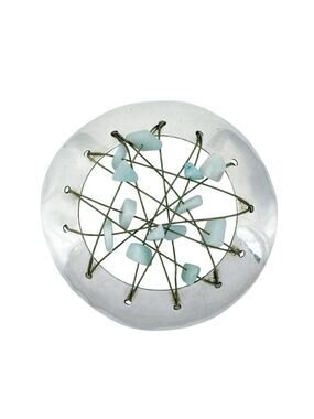 Vintage Sterling Silver 925 5.6cm Wire Openwork Amazonite Chip Pendant